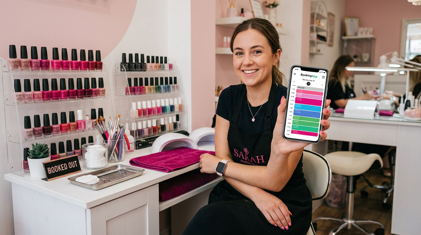 Agenda de atendimentos lotada no celular da manicure