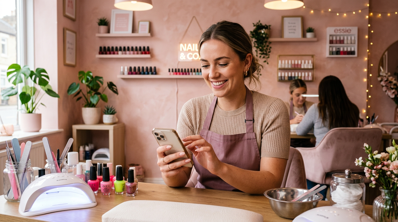 Manicure enviando mensagem para clientes pelo WhatsApp
